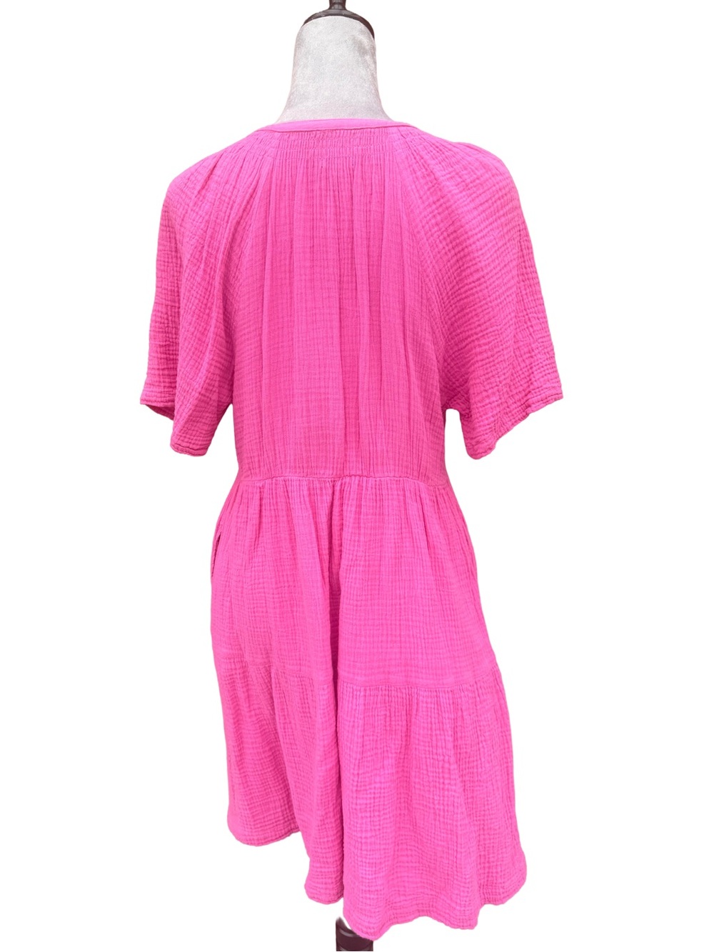 Gap Women’s Pink Gauze Dress Small (Oversized Fit) 100% Cotton Summer Babydoll - Picture 3 of 9
